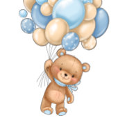 Teddy Bear Balloon Blue Plaatskaartje