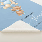 Teddy Bear Balloon Blue Sherpa Blanket Deken (3/4)