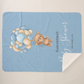 Teddy Bear Balloon Blue Sherpa Blanket Deken (Voorkant (horizontaal))