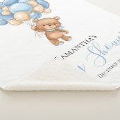 Teddy Bear Balloon Blue Sherpa Blanket Deken (3/4)