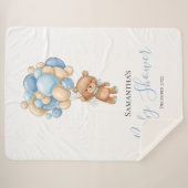 Teddy Bear Balloon Blue Sherpa Blanket Deken (Voorkant (horizontaal))
