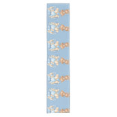 Teddy Bear Balloon Blue Short Table Runner Korte Tafelloper (Voorkant)