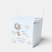 Teddy Bear Balloon Blue Tan Baby shower Bedankdoosjes (Voorkant Zijde)