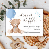 Teddy Bear Balloon Boy Baby shower Diaper Raffle Informatiekaartje