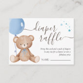 Teddy Bear Balloon Boy Baby shower Diaper Raffle Informatiekaartje (Voorkant)