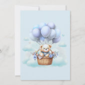 Teddy Bear Balloon Boy Baby Shower Invitation Kaart (Achterkant)