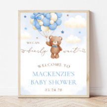Teddy Bear Balloon Boy Baby shower Welkomstbord