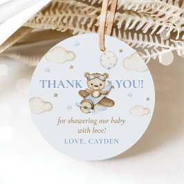 Teddy Bear Balloon Boy Barly Wait Baby shower Bedankjes Labels