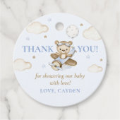 Teddy Bear Balloon Boy Barly Wait Baby shower Bedankjes Labels (Voorkant)