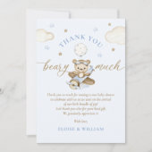 Teddy Bear Balloon Boy Barly Wait Baby shower Bedankkaart (Voorkant)
