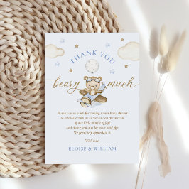 Teddy Bear Balloon Boy Barly Wait Baby shower Bedankkaart