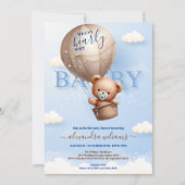Teddy Bear Balloon Boy Barly Wait Baby shower Kaart (Voorkant)