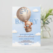 Teddy Bear Balloon Boy Barly Wait Baby shower Kaart (Staand voorkant)
