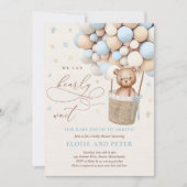 Teddy Bear Balloon Boy Barly Wait Baby shower Kaart (Voorkant)