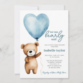 Teddy Bear Balloon Boy Barly Wait Baby shower Kaart (Voorkant)