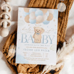 Teddy Bear Balloon Boy Barly Wait Baby shower Kaart<br><div class="desc">Teddy Bear Balloon Boy Barly Wait Baby shower Invitation Alle design zijn © PIXEL PERFECTION Party LTD</div>