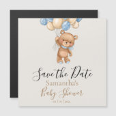 Teddy Bear Balloon Brown Baby shower Save the Date (Voorkant / Achterkant)