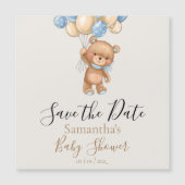 Teddy Bear Balloon Brown Baby shower Save the Date (Voorkant)