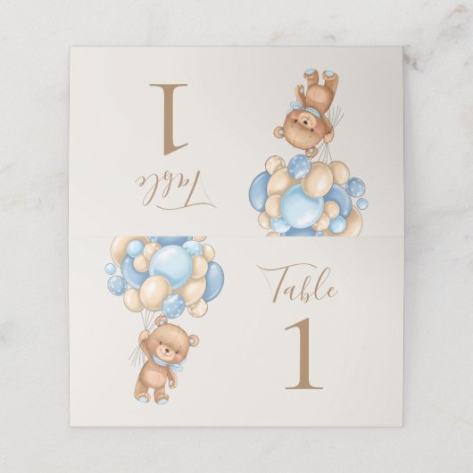 Teddy Bear Balloon Brown Plaatskaartje (Buitenkant ongevouwen)