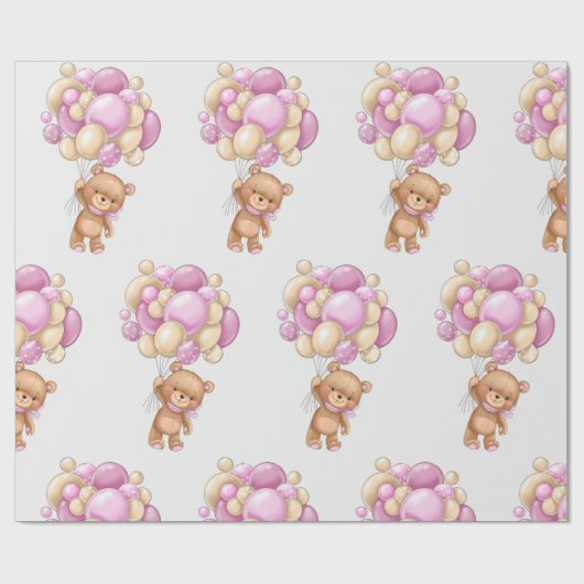 Teddy Bear Balloon Cadeaupapier (Vlak)