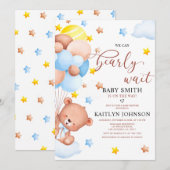 Teddy Bear Balloon Clouds Baby Sprinkle Kaart (Voorkant / Achterkant)