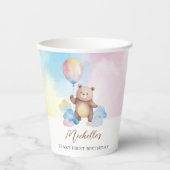 Teddy Bear Balloon Clouds Beary First Birthday Papieren Bekers (Voorkant)
