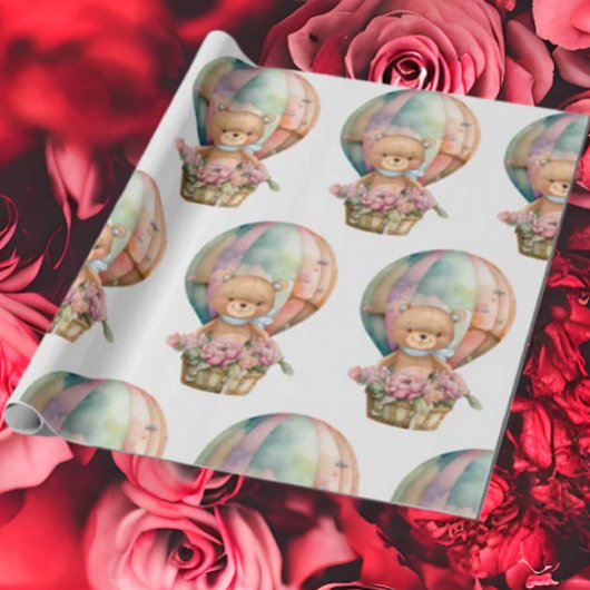 Teddy Bear Balloon Cute Wrapping Paper Cadeaupapier