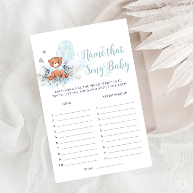 Teddy Bear Balloon Dat Song Boy Baby shower Spel (Creator heeft geüpload)