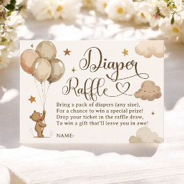 Teddy Bear Balloon Diaper Raffle Baby shower Informatiekaartje