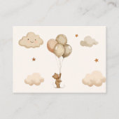 Teddy Bear Balloon Diaper Raffle Baby shower Informatiekaartje (Achterkant)