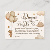 Teddy Bear Balloon Diaper Raffle Baby shower Informatiekaartje (Voorkant)