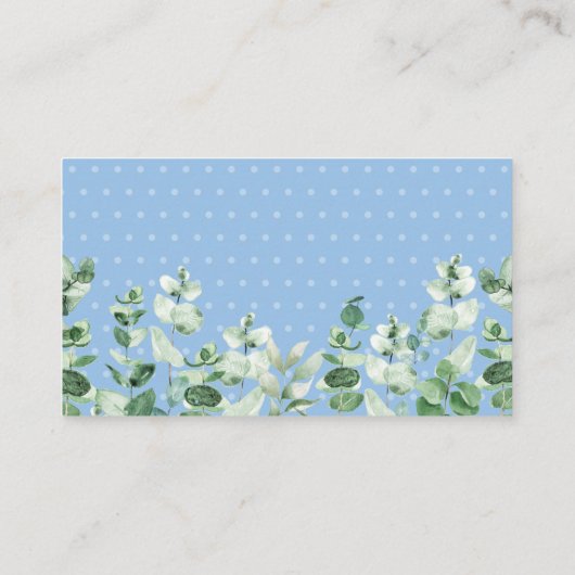 Teddy Bear Balloon Eucalyptus Diaper Raffle Ticket Informatiekaartje (Achterkant)