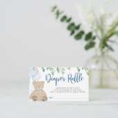 Teddy Bear Balloon Eucalyptus Diaper Raffle Ticket Informatiekaartje (Staand voorkant)