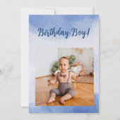 Teddy Bear Balloon Eucalyptus First Birthday Foto Kaart (Achterkant)