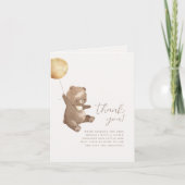 Teddy Bear Balloon Genderneutraal Baby shower Bedankkaart (Voorkant)