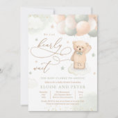 Teddy Bear Balloon Genderneutraal Baby shower Kaart (Voorkant)