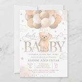 Teddy Bear Balloon Genderneutraal Baby shower Kaart (Voorkant)