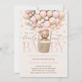 Teddy Bear Balloon Girl Barly Wait Baby shower Kaart (Voorkant)