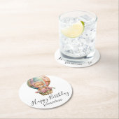 Teddy Bear Balloon Happy Birthday Ronde Kartonnen Onderzetter (Insitu)