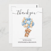Teddy Bear Balloon Hartelijk dank Briefkaart (Voorkant / Achterkant)