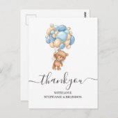 Teddy Bear Balloon Hartelijk dank Briefkaart (Voorkant / Achterkant)