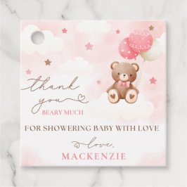 Teddy Bear Balloon Meisje Baby shower Favor Tags Bedankjes Labels