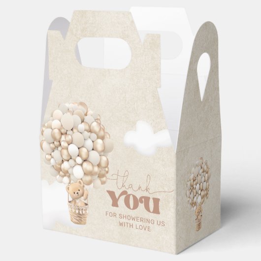 Teddy Bear Balloon Neutral Barly Wait Baby shower Bedankdoosjes (Geopend)