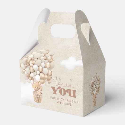 Teddy Bear Balloon Neutral Barly Wait Baby shower Bedankdoosjes (Voorkant Zijde)