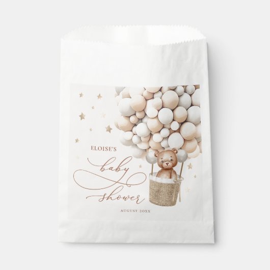 Teddy Bear Balloon Neutral Barly Wait Baby shower Bedankzakje (Voorkant)