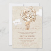 Teddy Bear Balloon Neutral Barly Wait Baby shower Kaart (Voorkant)