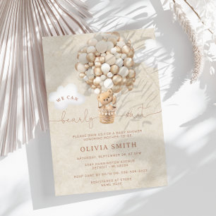 Teddy Bear Balloon Neutral Barly Wait Baby shower Kaart