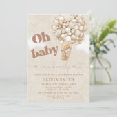 Teddy Bear Balloon Neutral Barly Wait Baby shower Kaart (Staand voorkant)