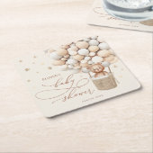 Teddy Bear Balloon Neutral Barly Wait Baby shower Kartonnen Onderzetters (Schuin)