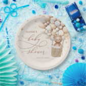 Teddy Bear Balloon Neutral Barly Wait Baby shower Papieren Bordje (Feest)